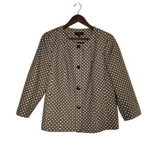 Talbots Geometric Print‎ Blazer Jacket Women 12 Career Office Neutral Classic